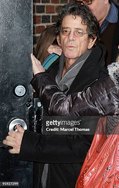 Musician Lou Reed visits the ''Late Show With David Letterman'' at the Ed Sullivan Theater on January 21, 2010 in New York City.