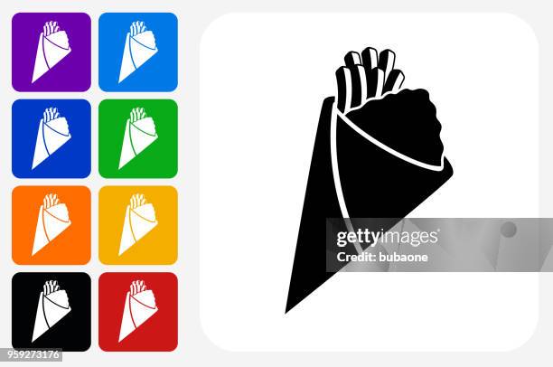 Temaki Sushi Icon Square Button Set High-Res Vector Graphic