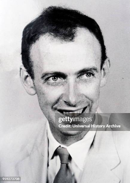 Photograph of James Watson an American molecular biologist, geneticist and zoologist best known as one of the co-discoverers of the structure of DNA...