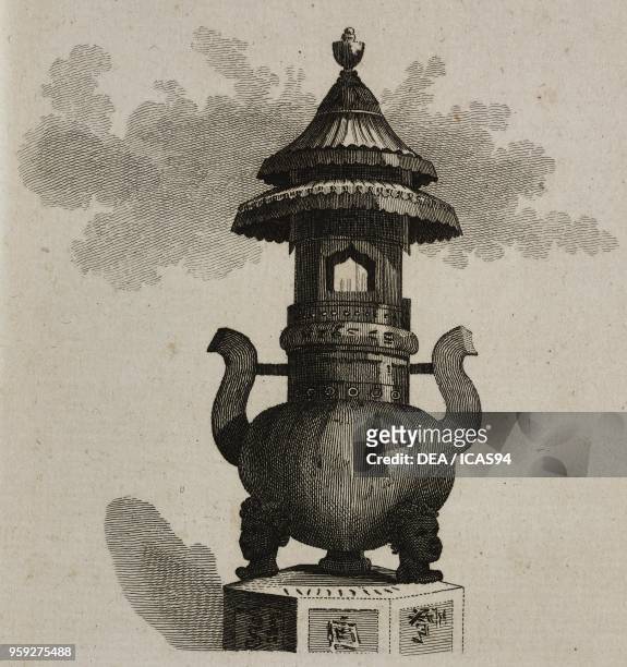 Chinese bronze censer, engraving by Ambroise Tardieu from Voyage dans l'interieur de la Chine, et en Tartarie, fait dans les annees 1792, 1793 et...
