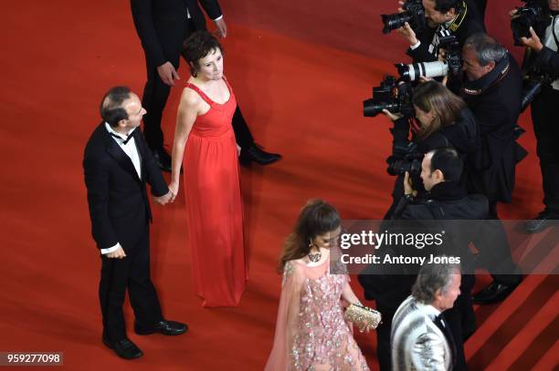 Roberto Benigni with his wife Nicoletta Braschi attends the screening of "Dogman" during the 71st annual Cannes Film Festival at Palais des Festivals...