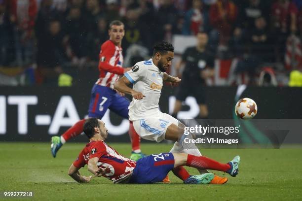 Juanfran of Club Atletico de Madrid, Jordan Amavi of Olympique Marseille during the UEFA Europa League final match between Olympique Marseille and...