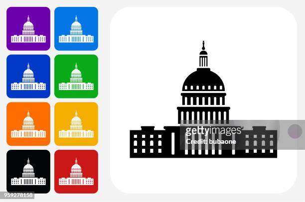 congress icon square button set - congress icon stock illustrations