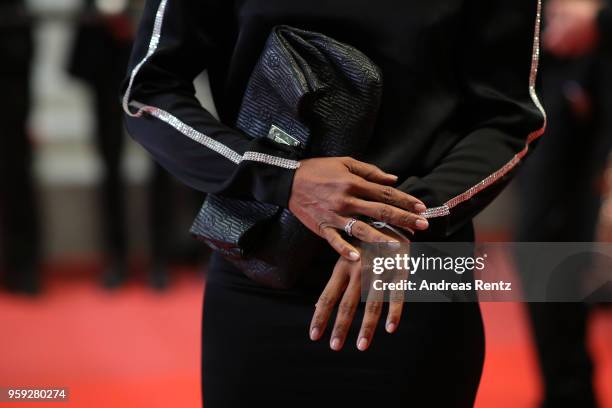 Audrey Pulvar, fashion detail, attends the screening of "Dogman" during the 71st annual Cannes Film Festival at Palais des Festivals on May 16, 2018...