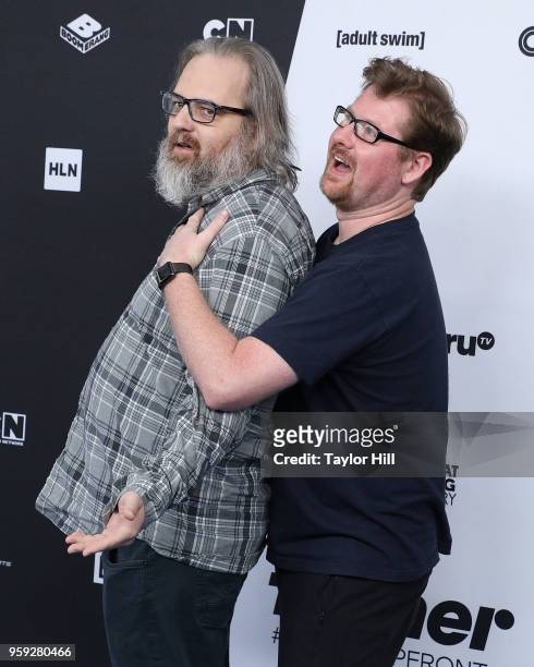 Dan Harmon and Justin Roiland attend the 2018 Turner Upfront at One Penn Plaza on May 16, 2018 in New York City.