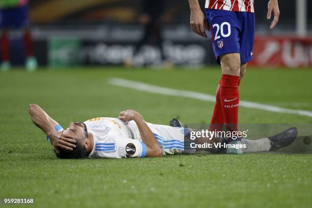 Kostas Mitroglou of Olympique Marseille during the UEFA Europa League final match between Olympique Marseille and Atletico de Madrid at Stade de...