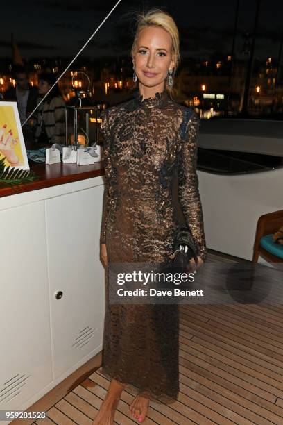 Lady Victoria Hervey attends the Lark and Berry launch party on a private yacht during the 71st Cannes Film Festival on May 16, 2018 in Cannes,...