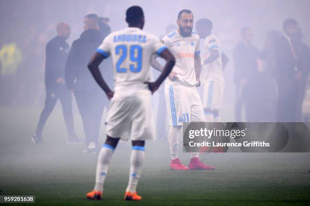 Kostas Mitroglou of Marseille looks dejected following the UEFA Europa League Final between Olympique de Marseille and Club Atletico de Madrid at...