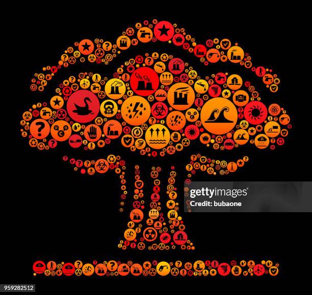atomic explosion climate change vector icon pattern - nuclear bomb explosion stock illustrations