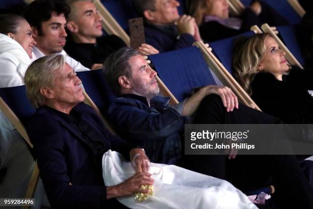 Director Randall Kleiser and actor John Travolta attend the "Grease" 40th Anniversary Screening during the 71st annual Cannes Film Festival at on May...