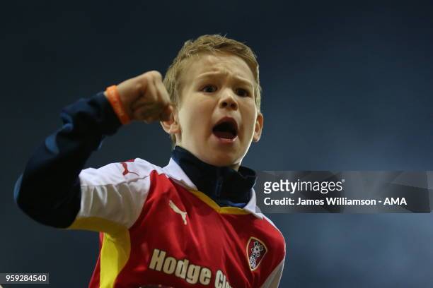 Young Rotherham fan at full time during the Sky Bet League One Play Off Semi Final:Second Leg between Rotherham United and Scunthorpe United at The...