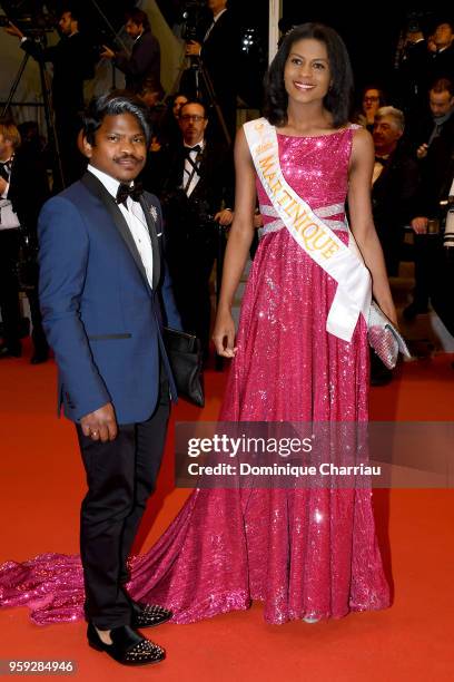 Miss Global Martinique Nathanaelle Audel and guest attend the screening of "Dogman" during the 71st annual Cannes Film Festival at Palais des...