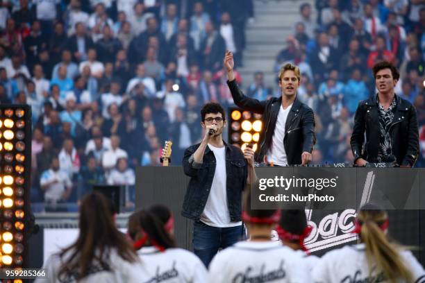 Musicians Ofenbach during the UEFA Europa League final football match between Olympique de Marseille and Club Atletico de Madrid at the Parc OL...