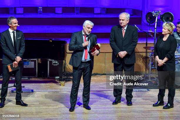 Francois Gomez , Bozidar Maljkovic and Marina Maljkovic during the Trophy Award LNB Basketball at Salle Gaveau on May 16, 2018 in Paris, France.