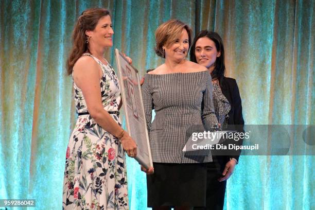 Katie Watkin and Maggie Lear pose on stage at the Bottomless Closet's 19th Annual Spring Luncheon on May 16, 2018 in New York City.