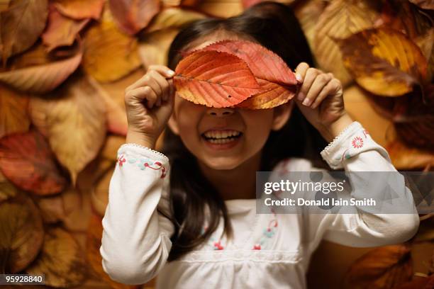 girl with leaves - season 4 fotografías e imágenes de stock