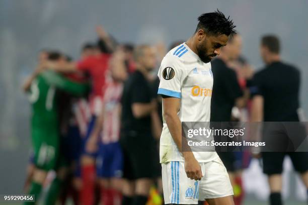 Jordan Amavi of Olympique Marseille during the UEFA Europa League match between Olympique Marseille v Atletico Madrid at the Parc Olympique Lyonnais...