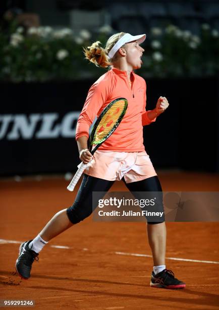 Daria Gavrilova of Australia celebrates a point against Garbine Muguruzu of Spain during day four of the Internazionali BNL d'Italia 2018 tennis at...