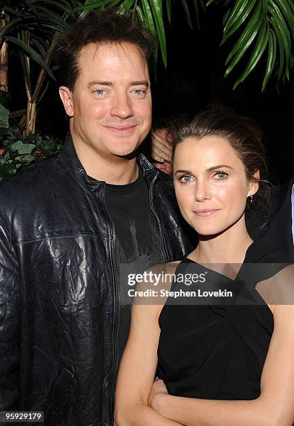 Actor Brendan Fraser and actress Keri Russell attend the Cinema Society & John And Aileen Crowley screening of "Extraordinary Measures" after party...