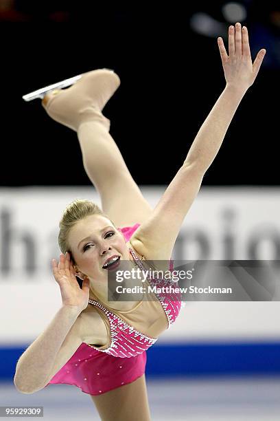 Rachael Flatt competes in the ladies short program during the US Figure Skating Championships at Spokane Arena on January 21, 2010 in Spokane,...