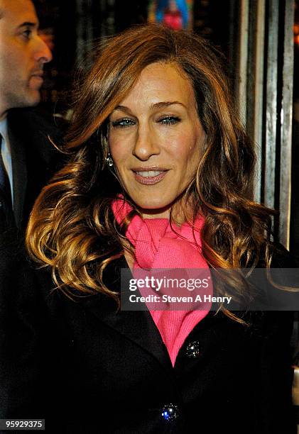 Actress Sarah Jessica Parker attends the opening night of "Present Laughter" on Broadway at the American Airlines Theatre on January 21, 2010 in New...