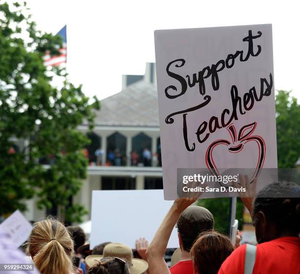 Crowds gather during the Rally for Respect outside the North Carolina Legislative Building on May 16, 2018 in Raleigh, North Carolina. Several North...