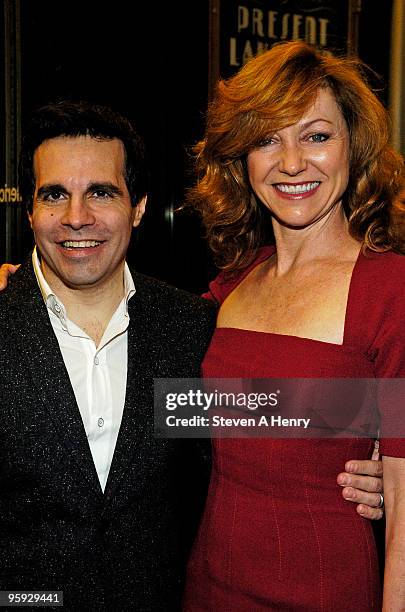 Actor Mario Cantone and director Julie Taymor attends the opening night of "Present Laughter" on Broadway at the American Airlines Theatre on January...