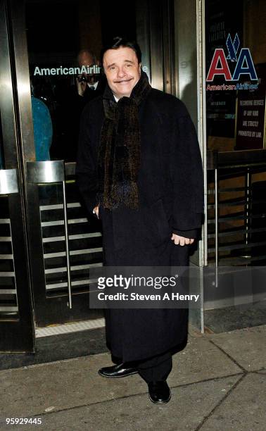 Actor and producer Nathan Lane attends the opening night of "Present Laughter" on Broadway at the American Airlines Theatre on January 21, 2010 in...