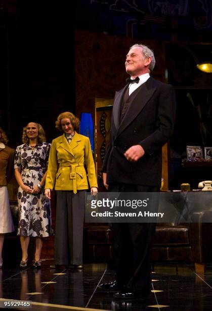 Actor Victor Garber poses at the curtain call during the opening night of "Present Laughter" on Broadway at the American Airlines Theatre on January...