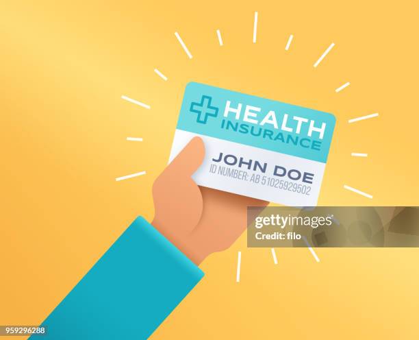 ilustraciones, imágenes clip art, dibujos animados e iconos de stock de tarjeta de seguro de salud - seguro médico