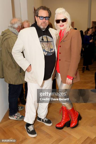 Painter Julian Schnabel and fashion designer Pam Hogg attend Pace Gallery Celebrates Julian Schnabel at 6 Burlington Gardens on May 16, 2018 in...