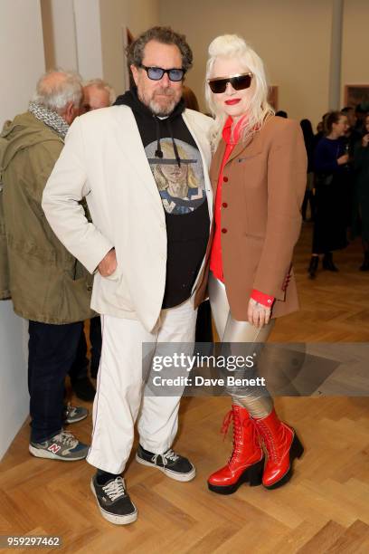 Painter Julian Schnabel and fashion designer Pam Hogg attend Pace Gallery Celebrates Julian Schnabel at 6 Burlington Gardens on May 16, 2018 in...