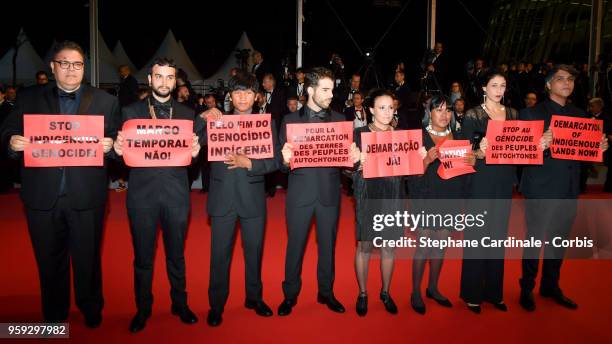 Producer Thiago Macedo Correia, guest, Ihjac Kraho, director Joao Salaviza, director Renee Nader Messora, Koto Kraho, Isabella Nader and producer...