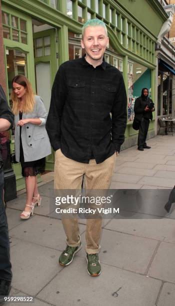 Professor Green seen attending a private view of The Connor Brothers new exhibition 'Call Me Anything But Ordinary' featuring a charity auction in...