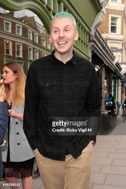 Professor Green seen attending a private view of The Connor Brothers new exhibition 'Call Me Anything But Ordinary' featuring a charity auction in...