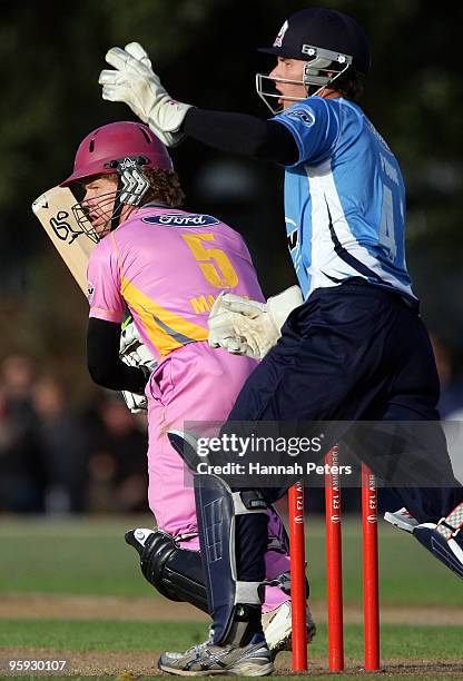 James Marshall of Northern cuts the ball square for four runs during the HRV Cup Twenty20 match between the Auckland Aces and the Northern Knights at...