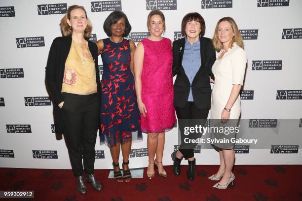 Catherine Morris, Pauline Willis, Jennifer New, Marilyn Minter and Clare McKeon attend American Federation Of Arts 2018 Spring Luncheon at...