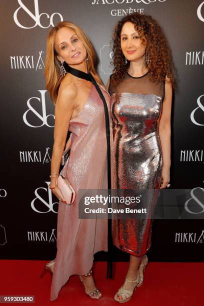 Angela Arabo and Sabrina Baldieri attend the Jacob & Co Cannes 2018 party at Nikki Beach on May 16, 2018 in Cannes, France.