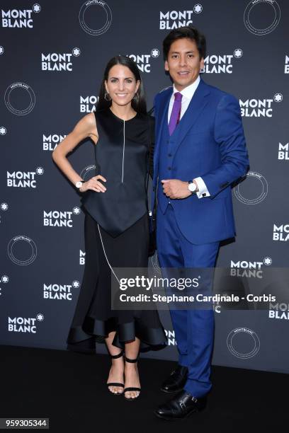 Kelly Talamas and a guest attend as Montblanc launch new collection and dinner hosted by Charlotte Casiraghi during the 71st annual Cannes Film...