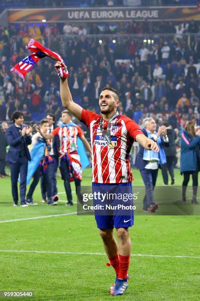 Olympique de Marseille v Atletico de Madrid - Uefa Europa League Final Koke of Atletico celebration at Groupama Stadium in Lyon, France on May 16,...