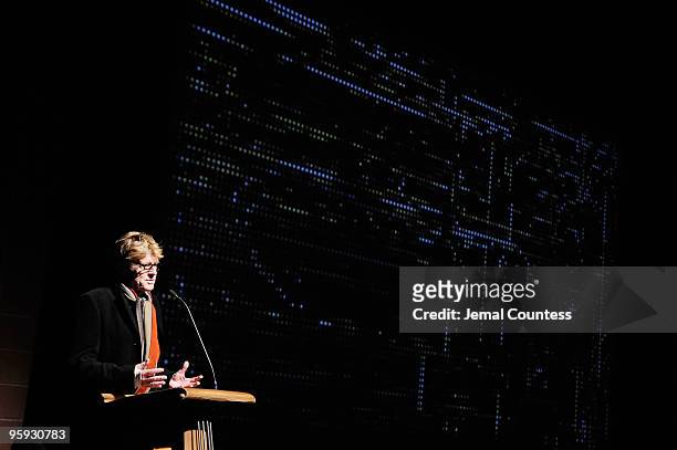 Sundance Institute President and Founder Robert Redford speaks at the "Howl" Premiere during the 2010 Sundance Film Festival at Eccles Theatre on...