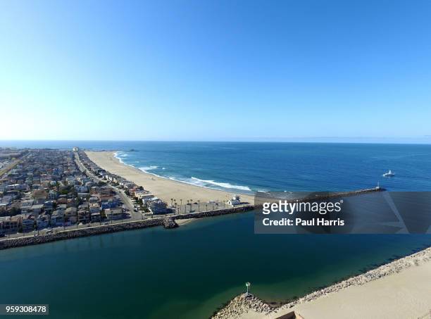 Homes on Silver Strand Beach and entrance to Channel Islands Harbor May 15, 2018 Channel Islands, Oxnard , California