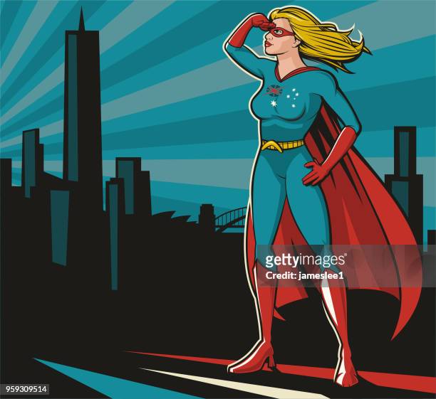 stockillustraties, clipart, cartoons en iconen met australische superwoman - superwoman
