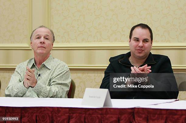 Producer Ken Del Vecchio and Comedian and radio personality Jackie Martling attends the Hoboken International Film Festival press conference at the...