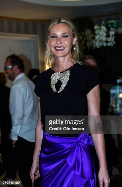 May 16: Connie Nielsen, actress and youth Ambassador at Copenhagen Fashion Summit 2018, attends the Copenhagen Fashion Summit's dinner party at hotel...
