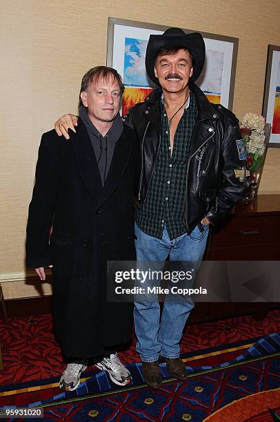 Singer Randy Jones and actor Justin Deas attend the Hoboken International Film Festival press conference at the Marriott Saddle Brook on January 21,...