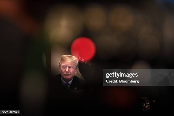 President Donald Trump speaks during a meeting with California leaders and public officials in the Cabinet Room of the White House in Washington,...