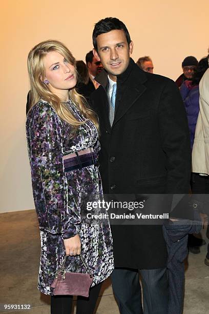 Barbara Berlusconi and Giorgio Valaguzza attend the Jorg Immendorff show at the Cardi Black Box Gallery on January 21, 2010 in Milan, Italy.