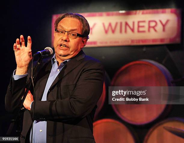 Lewis Black performs at the Support Haiti benefit at the City Winery on January 21, 2010 in New York City.