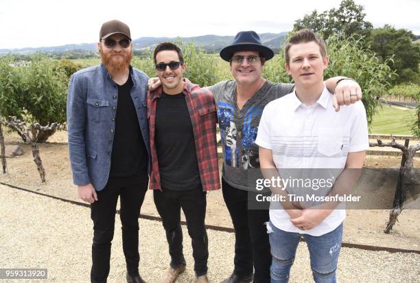 Eric Paslay, Cale Dodds, Jerrod Niemann and Cash Campbell pose at Regusci Winery during Live In The Vineyard Goes Country on May 16, 2018 in Napa,...